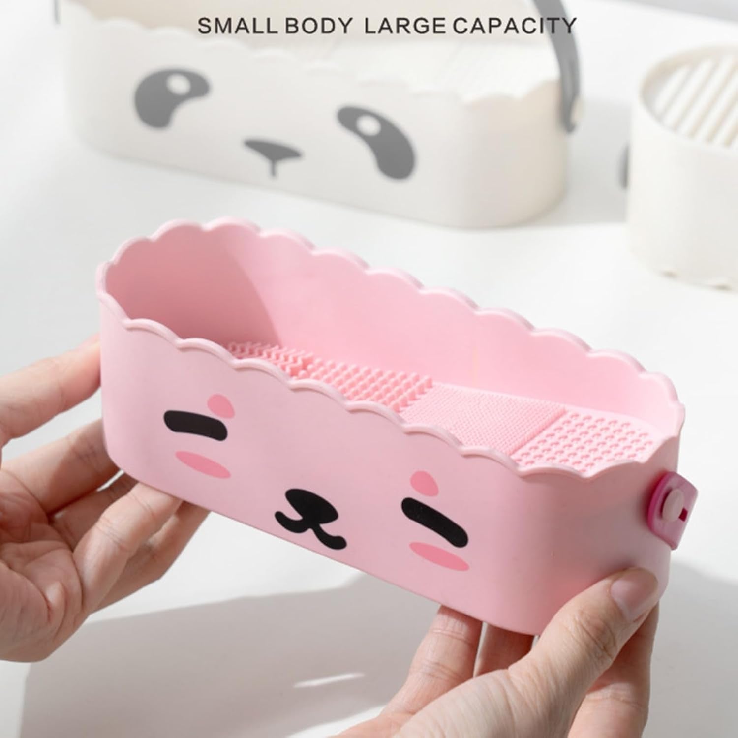 Makeup Brush Holder Makeup Brush Cleaner Beauty Eggs Cleaner Easy to Use Cosmetics Storage Box with Handle for Woman