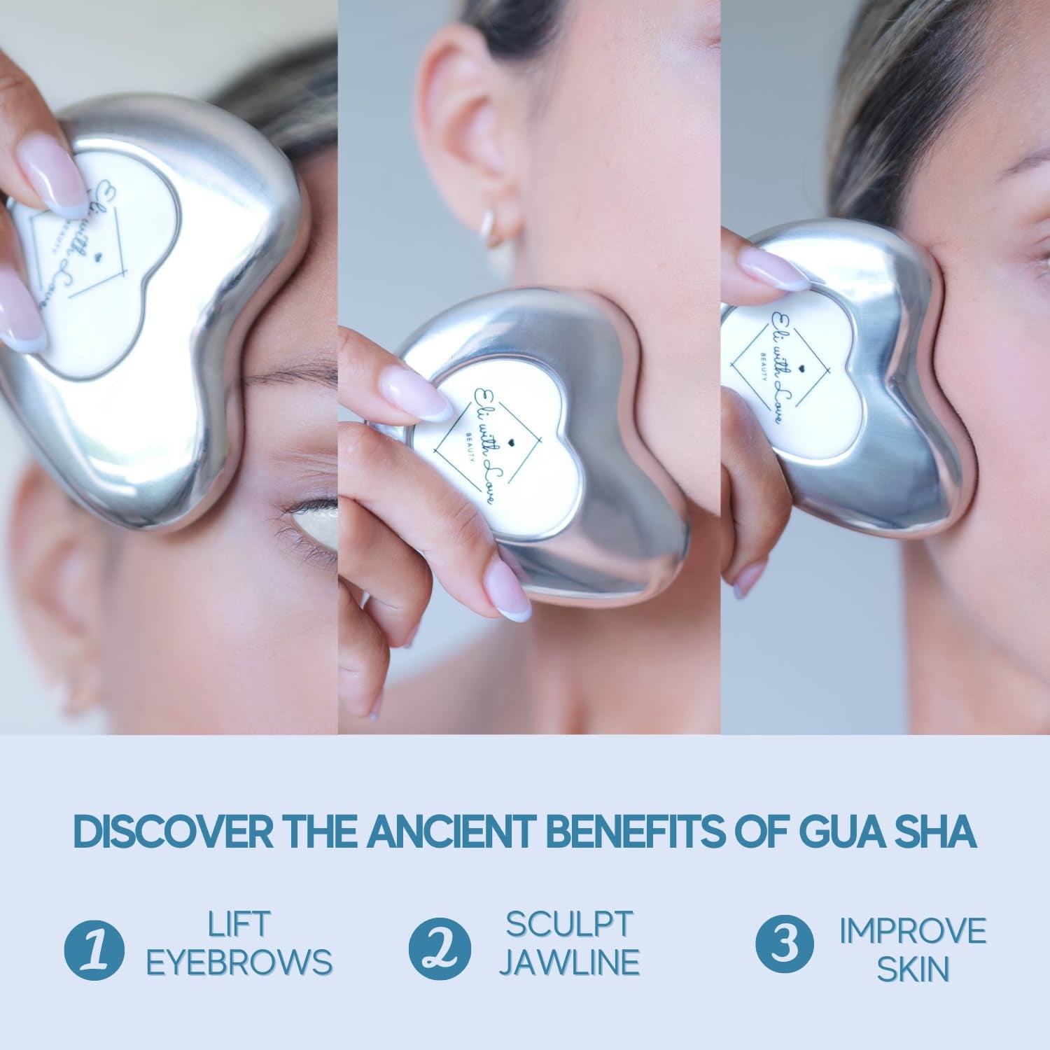 Premium Ice Roller for Face with Carry Case & Advanced Stainless Steel Gua Sha with Silicone Zip Carry Case