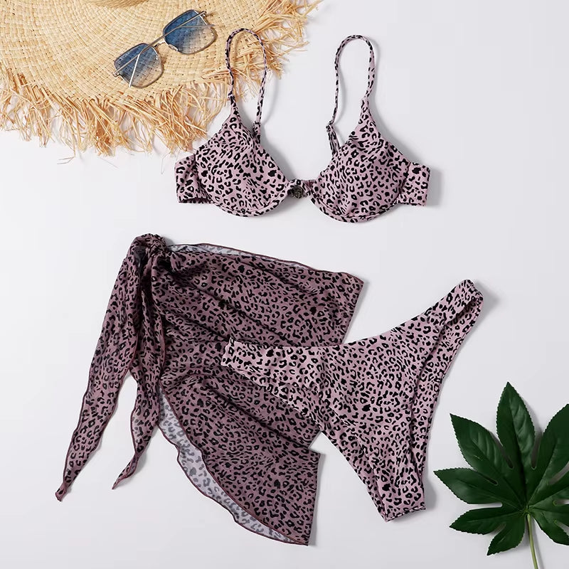 Sexy Marble Print Bikini 2021 Women Push up Bra Underwire 3 Piece Swimsuit Brazilian Beach Bathing Suit Swimwear Swimming Suits