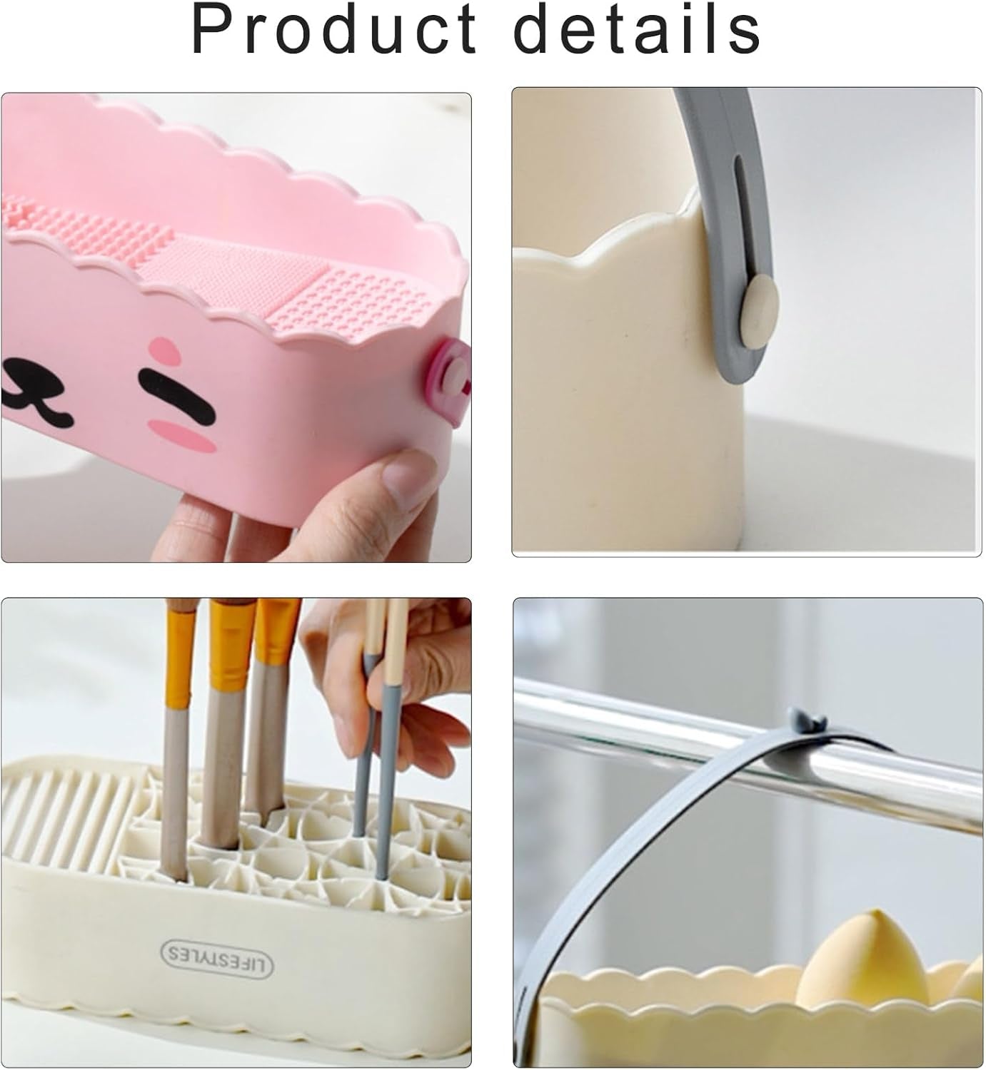 Makeup Brush Holder Makeup Brush Cleaner Beauty Eggs Cleaner Easy to Use Cosmetics Storage Box with Handle for Woman